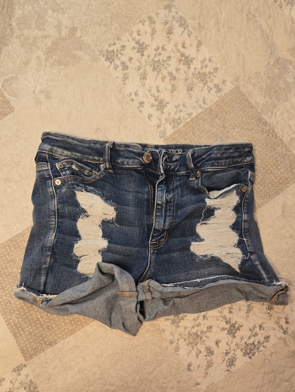 American Eagle Outfitters Distressed Blue Denim Jean Shorts